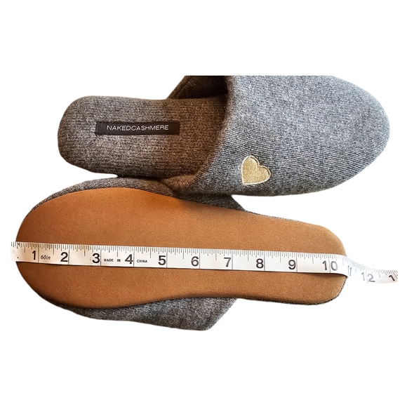 Naked Cashmere Love Mule Slippers in Smoke Gray with Silver Heart Size Medium - Picture 12 of 14